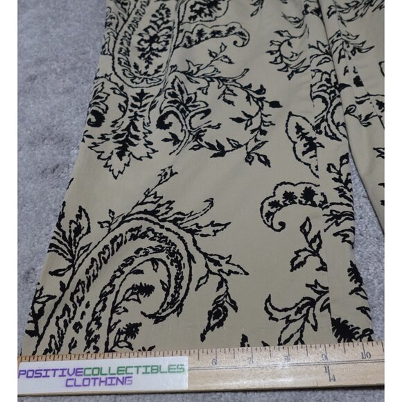 Talbots Stretch Cropped Pants Women's Size 18W Beige Paisley Straight Leg - Picture 8 of 10